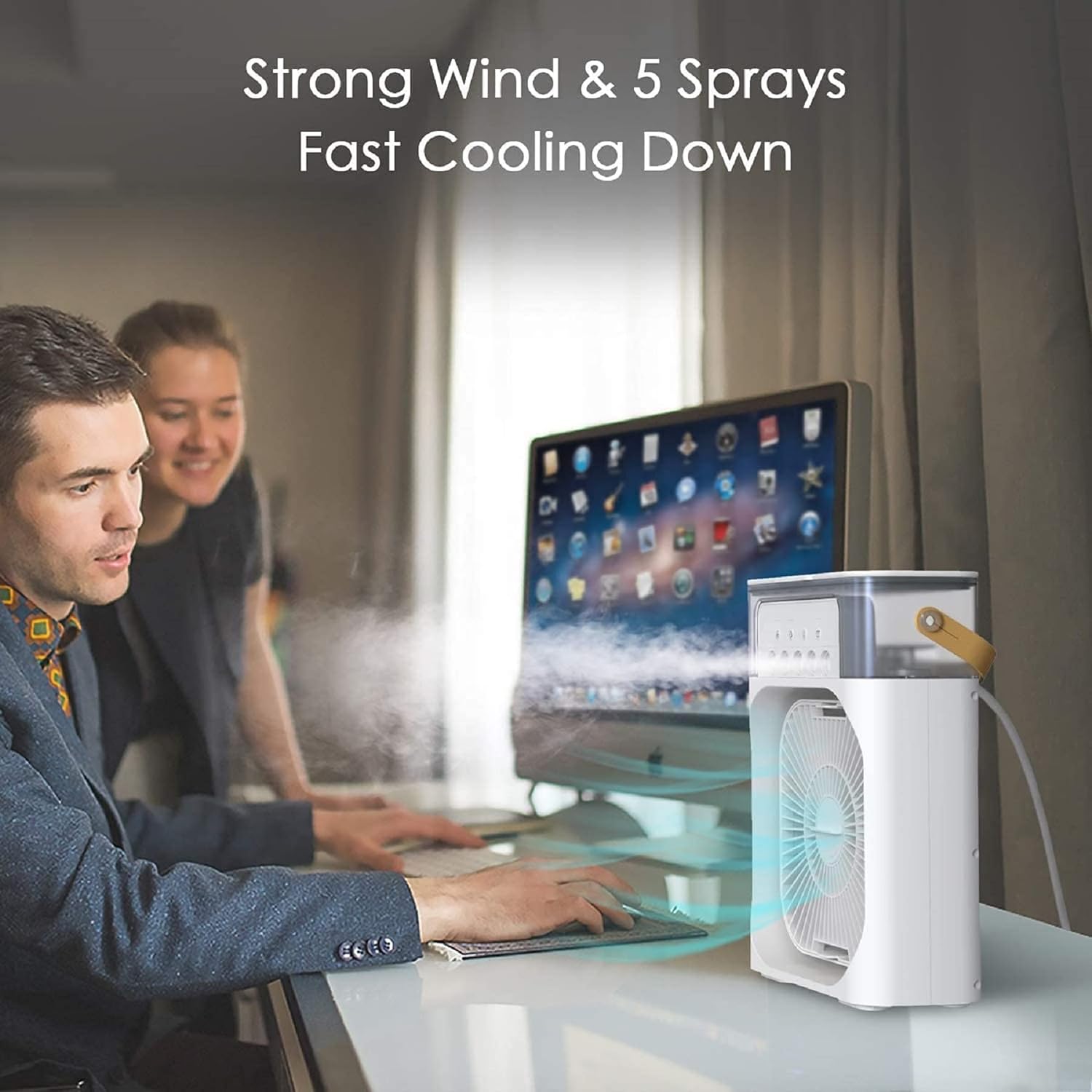 Portable table top air conditioner | kitchen fans for home cooking | emergency light with fan | duet mini powerful personal table cooling fan | mini air cooler for room cooling
